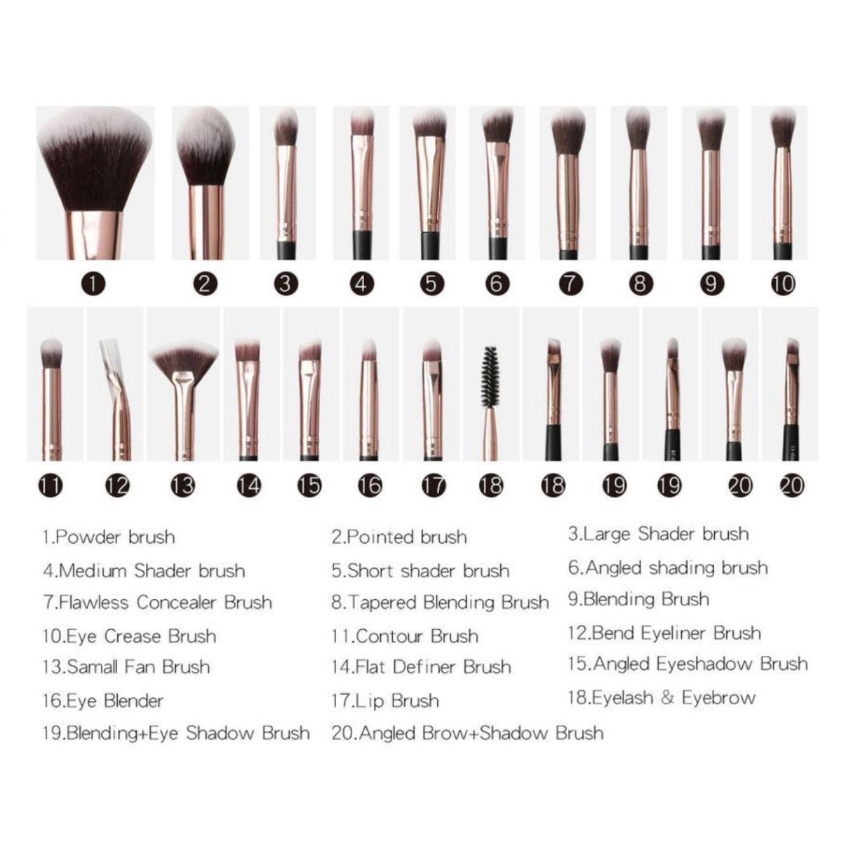 Set de 20 Brochas de Maquillaje Pink - BEAUTREND